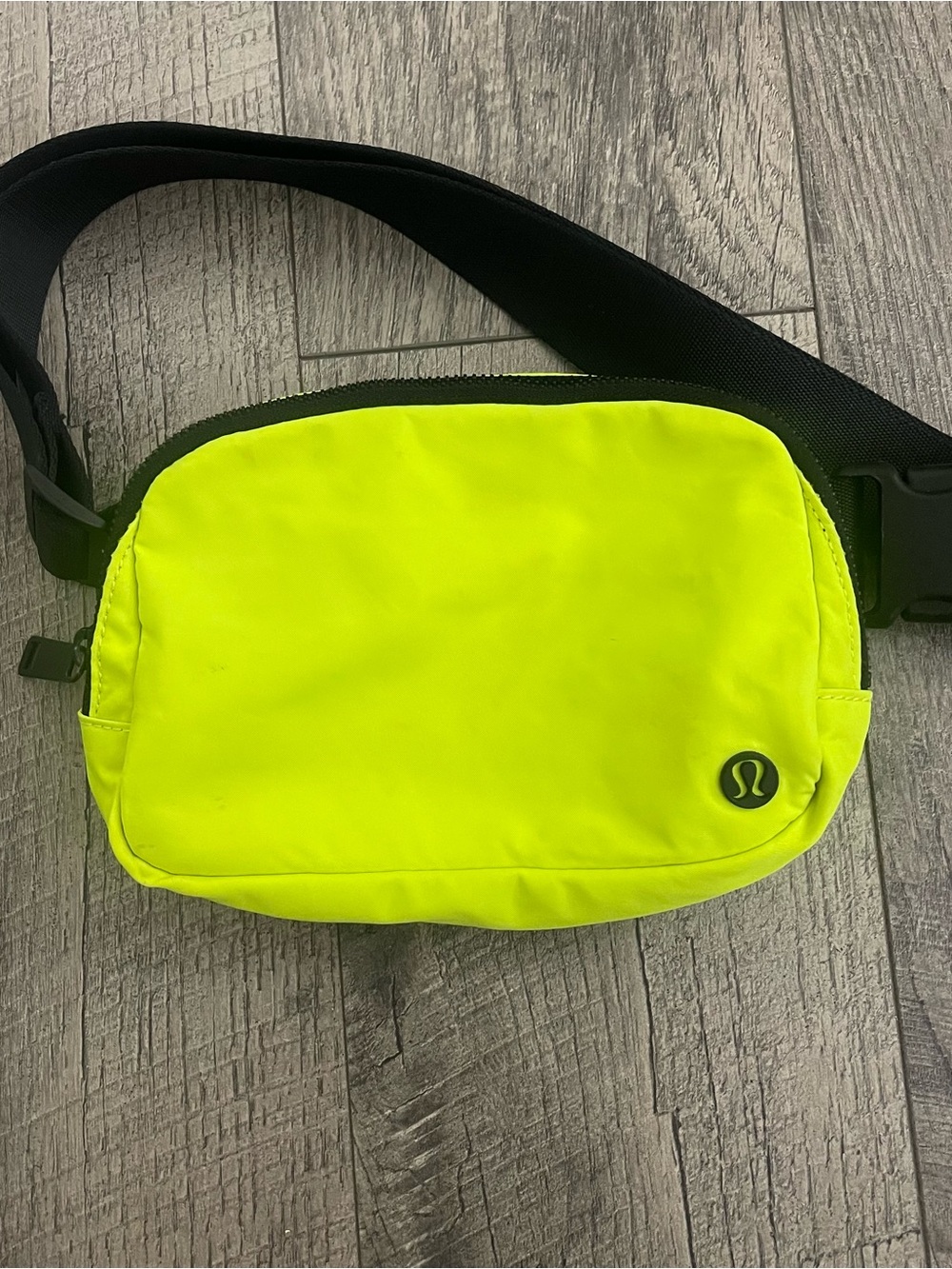 lululemon athletica Neon Yellow Belt Bag with Black Strap